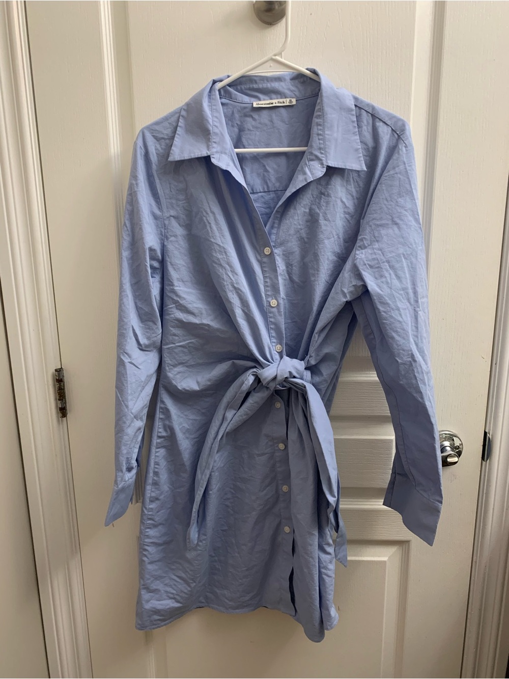 Abercrombie & Fitch Light Blue Long-Sleeve Button Shirt Dress